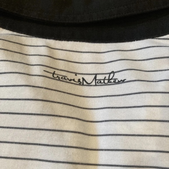 Travis Mathew Golf Polo Shirt Mens M White Striped Casual Golf Stretch - Picture 8 of 8